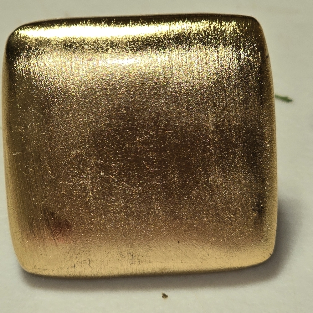 Gold Tone Matted Square Fashion Ring